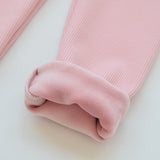 3-8Y Kids Girls Fleece Lined Cartoon Active Ruched Leggings Pants