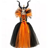 Book Week 2026 Kids Girls' Cosplay Dress Cosplay Custome Party Dress Solid Color Long Sleeve Performance Party Mesh Gothic Halloween Custome Maxi Party Dress Swing Dress Tulle Dress Summer