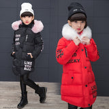 4-12Y Kid Girls 3D Letter Puffer Jacket Long Sleeve Winter Down Coat