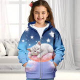 3-12Y Kid Girls 3D Cat  Fall Winter Fashion Cute Coat Outerwear