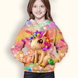 3-12Y Kid Girls 3D Animal Print Spring Winter Active Sports Fashion Hoodie Pullover