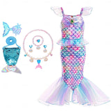 Book Week 2026 The Little Mermaid Little Mermaid Mermaid Tail Aqua Princess Dress Halloween Dress Cosplay Costume Theme Party Costume Cosplay Movie Cosplay for Girls' Kid's Carnival Masquerade