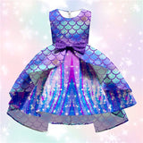 Kids Girls Party Mermaid Sleeveless Formal Ruffle Elegant Swing A Line Dress