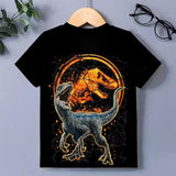 Kid Boys 3D Print Graphic Dinosaur Short Sleeve T shirt Summer Fashion Streetwear