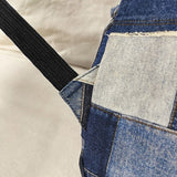 Teen Girls Boys Vintage Denim Patchwork Backpack Trendy School Bag Back to School