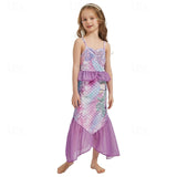 2 Pieces Kids Girls Mermaid Swimwear Set Sleeveless Vacation Swimsuits