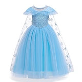 Book Week 2026 Kids Girls' Frozen Elsa Princess Costumes Dress Snowflake Flower Tulle Dress Birthday Party Sequins Patchwork Full Length Blue Maxi Short Sleeve Elegant Cosplay Dresses Regular Fit