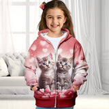 3-12Y Kid Girls 3D Cat  Fall Winter Fashion Cute Coat Outerwear