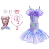 Book Week 2026 The Little Mermaid Little Mermaid Mermaid Tail Aqua Princess Dress Halloween Dress Cosplay Costume Theme Party Costume Cosplay Movie Cosplay for Girls' Kid's Carnival Masquerade