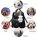 Kid Girl Backpack Large Capacity Leather Shoulder Bags Back to School Gift