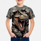 Kid Boys 3D Print Graphic Dinosaur Short Sleeve T shirt Summer Fashion Streetwear