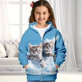 3-12Y Kid Girls 3D Cat  Fall Winter Fashion Cute Coat Outerwear