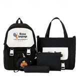 Back to School 4-Piece Kid Pink Backpack Set – Includes School Bag, Tote, Pencil Case & Coin Purse