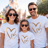 Family Matching Heart Casual Print  Short Sleeve Active T-shirt Tops
