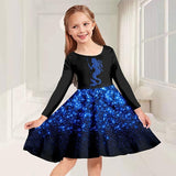 3-10Y Kid Girls 3D Graphic Long Sleeve Spring Fall Holiday Cute Sweet Swing Dresses