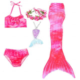 Kids Girls Five Piece Mermaid Swimwear Bikini Rainbow Cute Swimsuits