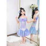 Book Week 2026 The Little Mermaid Little Mermaid Mermaid Tail Aqua Princess Dress Halloween Dress Cosplay Costume Theme Party Costume Cosplay Movie Cosplay for Girls' Kid's Carnival Masquerade