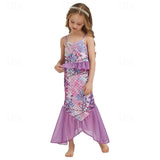 2 Pieces Kids Girls Mermaid Swimwear Set Sleeveless Vacation Swimsuits