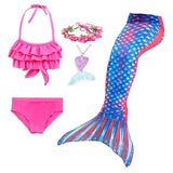 Kids Girls Five Piece Mermaid Swimwear Bikini Rainbow Swimsuit