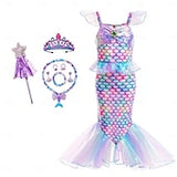 Book Week 2026 The Little Mermaid Little Mermaid Mermaid Tail Aqua Princess Dress Halloween Dress Cosplay Costume Theme Party Costume Cosplay Movie Cosplay for Girls' Kid's Carnival Masquerade