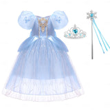 Kid Girl Fairytale Princess Flower Halloween Costume Tulle Movie Cosplay Dresses
