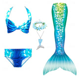 Kids Girls Five Piece Mermaid Swimwear Bikini Rainbow Cute Swimsuits