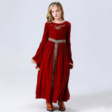 4-10Y Kids Girls Cosplay Solid Color Long Sleeve Performance Party Dress