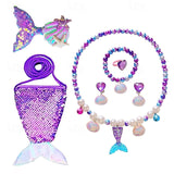 Kids Girls Five Piece Mermaid Swimwear Bikini Rainbow Cute Swimsuits
