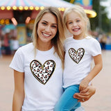 Family Matching Heart Casual Print Short Sleeve Active T-shirt Tops