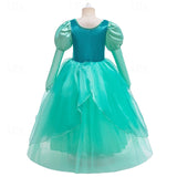 Kids Girls Party Solid  Performance Mesh Fashion  Princess Maxi Party Dress