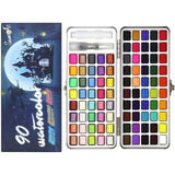 90 Color Solid Watercolor Paint Set With Box