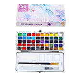 50 Colors Solid Watercolor Set Basic Neon Glitter Watercolor Paint