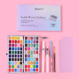 100 Colors Watercolor Paints Set Solid Glitter Metallic Watercolor Paint Set With Box