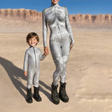 Family Matching Halloween Jumpsuit Print White Long Sleeve Pajamas Outfits