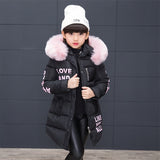4-12Y Kid Girls 3D Letter Puffer Jacket Long Sleeve Winter Down Coat