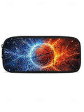 Kid Basketball Polyester Large Capacity Print Backpack Lunch Bag Pencil Case 3-Piece Set