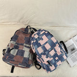 Teen Girls Boys Vintage Denim Patchwork Backpack Trendy School Bag Back to School