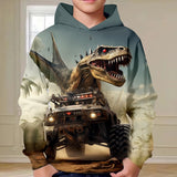 3-12Y Kid Boys 3D Dinosaur Fall Winter Fashion Streetwear Hoodie Pullover