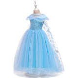 Book Week 2026 Kids Girls' Frozen Elsa Princess Costumes Dress Snowflake Flower Tulle Dress Birthday Party Sequins Patchwork Full Length Blue Maxi Short Sleeve Elegant Cosplay Dresses Regular Fit