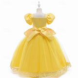 Kids Girls Cosplay Party Solid Short Sleeve Performance Mesh Party Dress