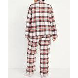 Family Matching Plaid Home Print Red Long Sleeve Pajamas Outfits