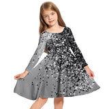 3-10Y Kid Girls 3D Graphic Long Sleeve Spring Fall Holiday Cute Sweet Swing Dresses