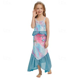 2 Pieces Kids Girls Mermaid Swimwear Set Sleeveless Vacation Swimsuits