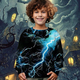 4-12T Kid Halloween Boys 3D Lightning Spring Fall Fashion Sweatshirt