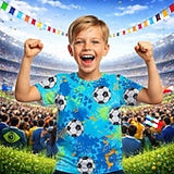 Boys' 3D Graphic Football Soccer T Shirts T shirt Tee Short Sleeve 3D Print Summer Spring Sports Fashion Streetwear Kids 4-12 Years Crew Neck Casual Daily Outdoor Regular Fit