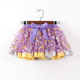 2 Pcs Kids Girls Cute Patchwork Yellow Pink Blue Skirts