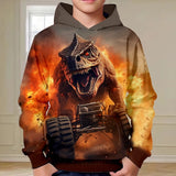 3-12Y Kid Boys 3D Dinosaur Fall Winter Fashion Streetwear Hoodie Pullover