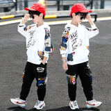 3-13Y Kid Boys 3D Letter Long Sleeve Fall Cool Street Tracksuits 2 Pcs/Set