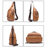 Men Genuine Leather Cowhide Vintage Chest Backpack Travel Fashion Shoulder Bag