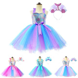 Book Week 2026 Kids Girls' Dress Cartoon Unicorn Patchwork Sleeveless Performance Birthday Ruched Mesh Patchwork Cute Costume Cotton Above Knee A Line Dress Tulle Dress Summer Spring Fall 4-12 Years